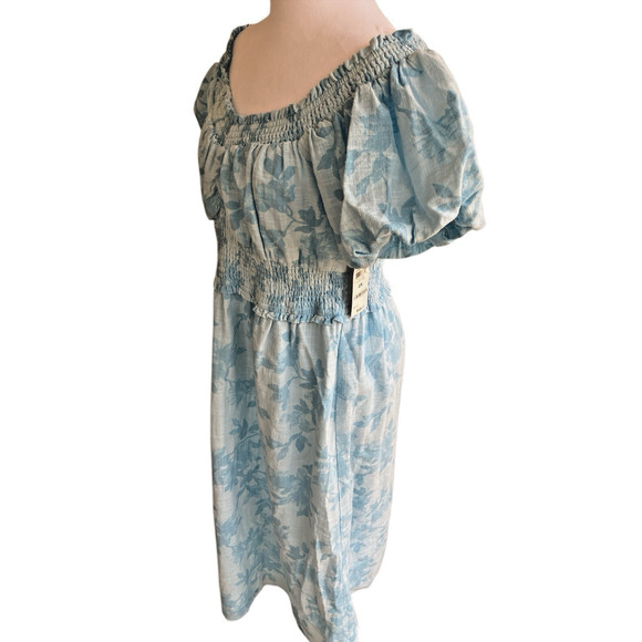 Women's Floral Print Dress Off Shoulder Size OX Cottage Gypsy Y2K NWT - Picture 5 of 10